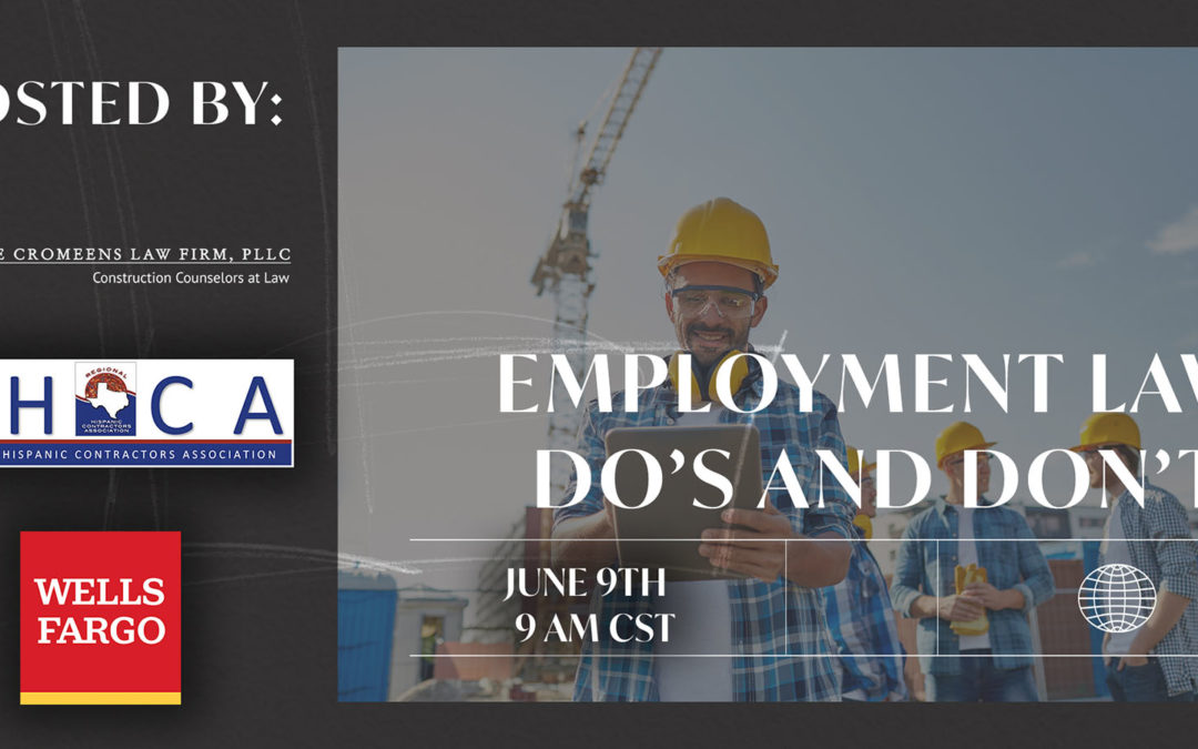 Employment Law Do’s and Don’ts Webinar with RHCA – June 9th